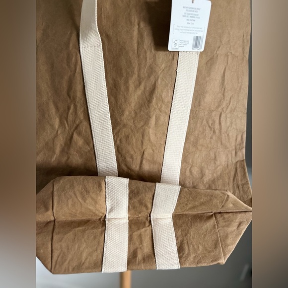 Trader Joes WASHABLE PAPER TOTE BAG Gray One stripe only available - Picture 3 of 3